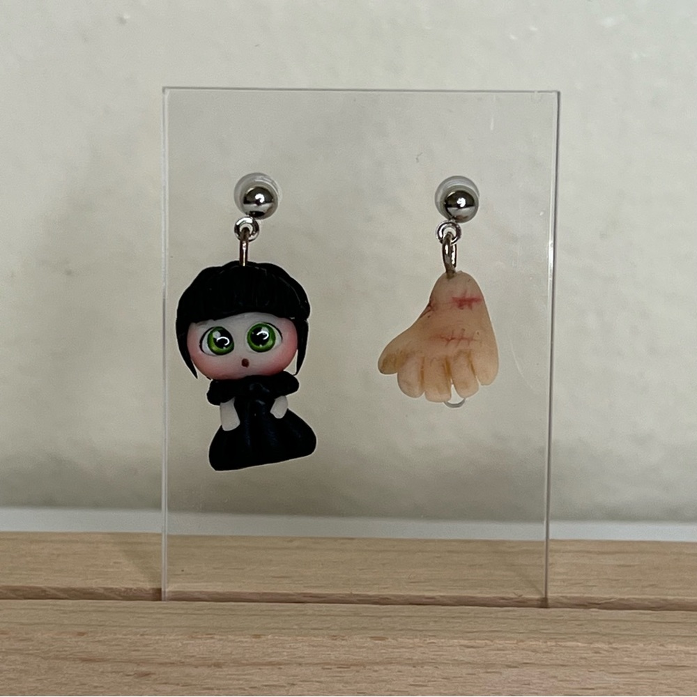 Wednesday Addams Clay Handmade Earrings - Picture 1 of 8